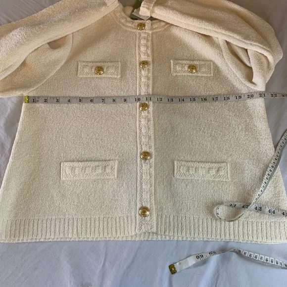 NWT H&M Cream Knit Cardigan Gold Buttons Size L - Picture 8 of 9
